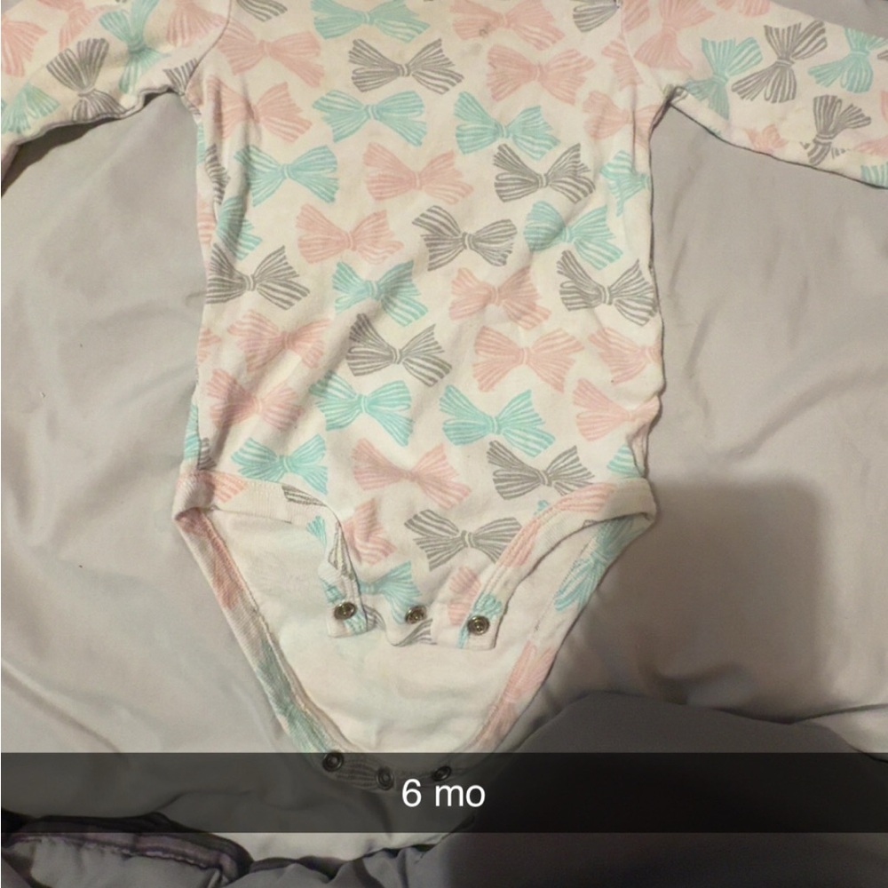 Pastel Bow Print Long Sleeve Onesie